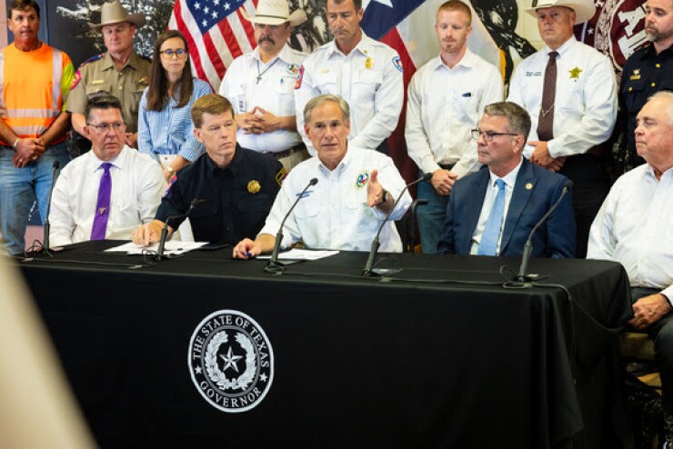 Texas Gov. Greg Abbott holds a press conference in San Angelo